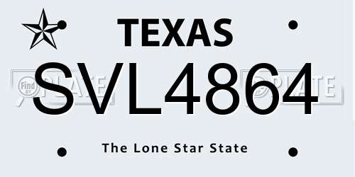 SVL4864 Texas License Plate
