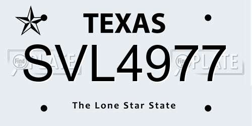 SVL4977 Texas License Plate