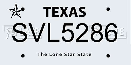 SVL5286 Texas License Plate