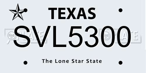 SVL5300 Texas License Plate