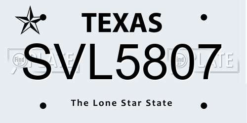 SVL5807 Texas License Plate