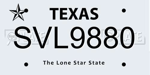 SVL9880 Texas License Plate