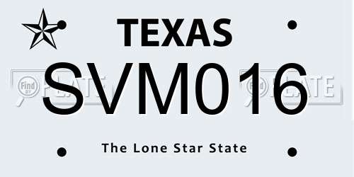 SVM016 Texas License Plate