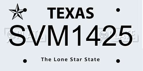 SVM1425 Texas License Plate