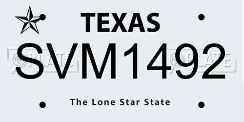 SVM1492 Texas License Plate
