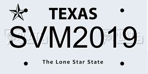 SVM2019 Texas License Plate