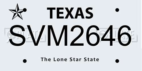 SVM2646 Texas License Plate