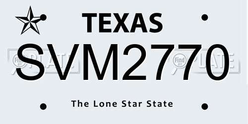 SVM2770 Texas License Plate