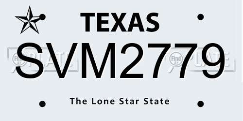SVM2779 Texas License Plate