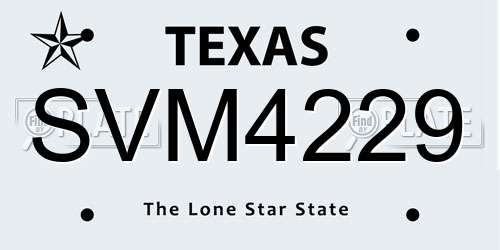 SVM4229 Texas License Plate