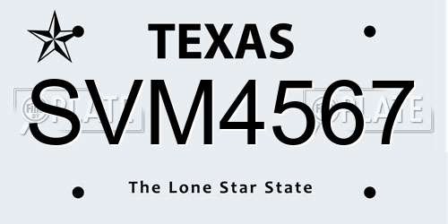 SVM4567 Texas License Plate