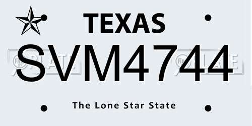 SVM4744 Texas License Plate