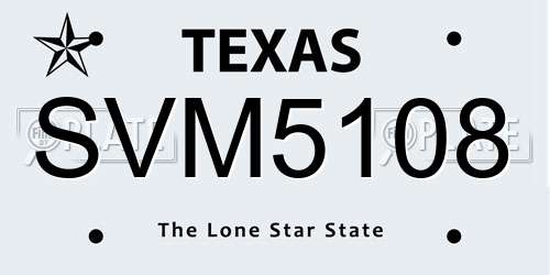 SVM5108 Texas License Plate