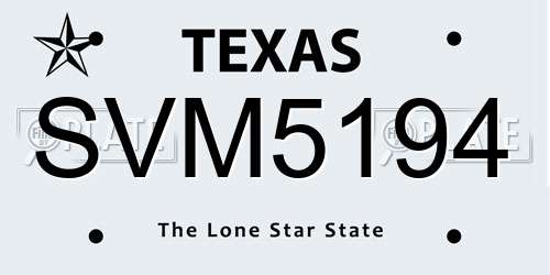 SVM5194 Texas License Plate