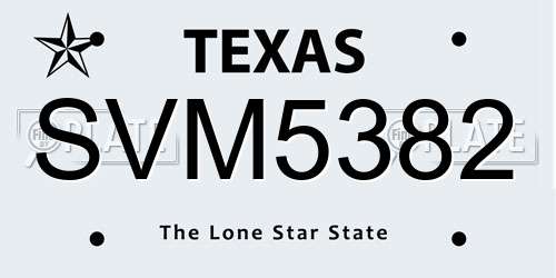 SVM5382 Texas License Plate