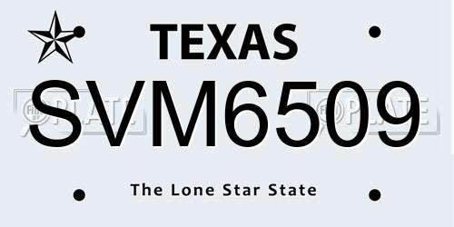 SVM6509 Texas License Plate