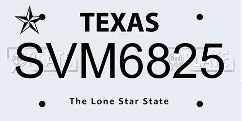 SVM6825 Texas License Plate