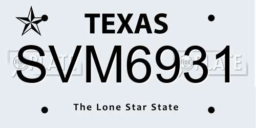 SVM6931 Texas License Plate