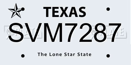 SVM7287 Texas License Plate
