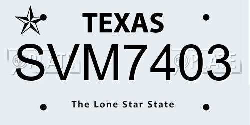 SVM7403 Texas License Plate