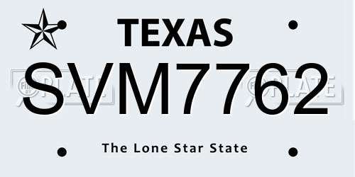 SVM7762 Texas License Plate