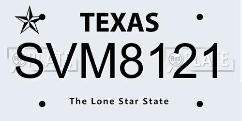 SVM8121 Texas License Plate