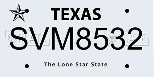 SVM8532 Texas License Plate