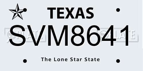SVM8641 Texas License Plate