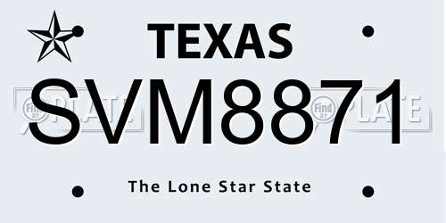 SVM8871 Texas License Plate