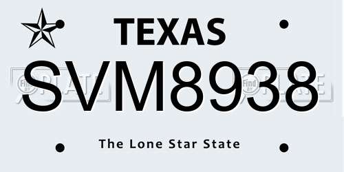 SVM8938 Texas License Plate