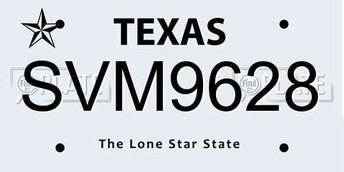 SVM9628 Texas License Plate