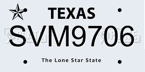 SVM9706 Texas License Plate