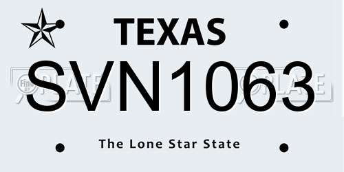 SVN1063 Texas License Plate