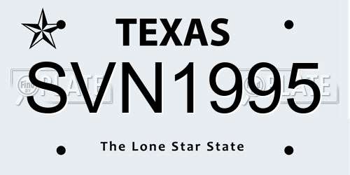 SVN1995 Texas License Plate