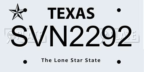 SVN2292 Texas License Plate