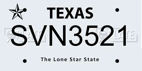 SVN3521 Texas License Plate