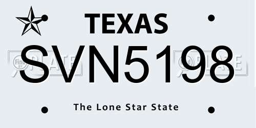 SVN5198 Texas License Plate