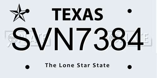 SVN7384 Texas License Plate