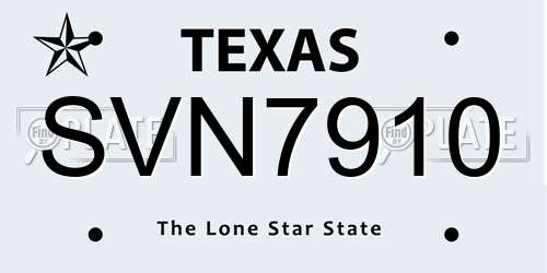 SVN7910 Texas License Plate