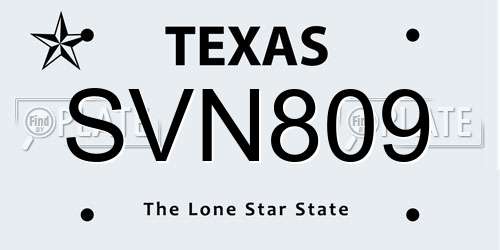 SVN809 Texas License Plate