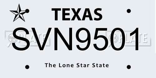 SVN9501 Texas License Plate