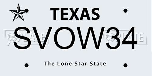 SVOW34 Texas License Plate