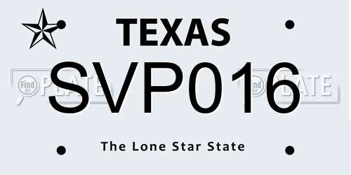 SVP016 Texas License Plate