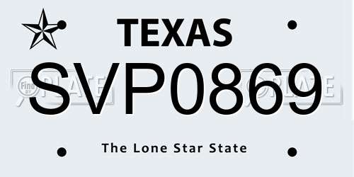 SVP0869 Texas License Plate