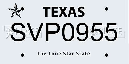 SVP0955 Texas License Plate