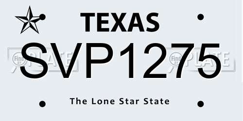SVP1275 Texas License Plate
