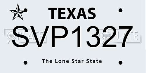 SVP1327 Texas License Plate