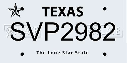 SVP2982 Texas License Plate