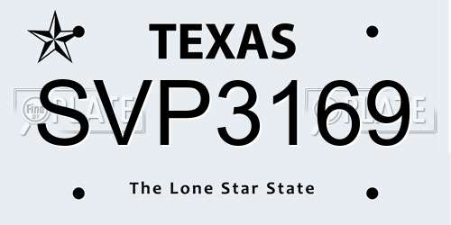 SVP3169 Texas License Plate