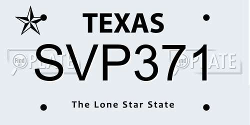 SVP371 Texas License Plate